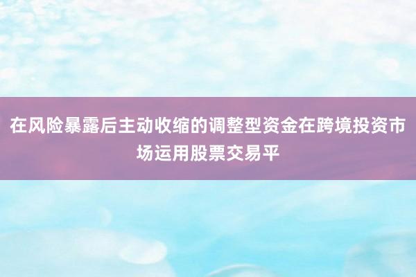 在风险暴露后主动收缩的调整型资金在跨境投资市场运用股票交易平
