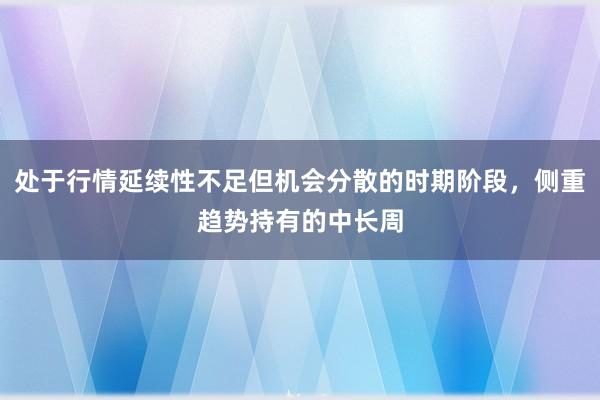 处于行情延续性不足但机会分散的时期阶段，侧重趋势持有的中长周